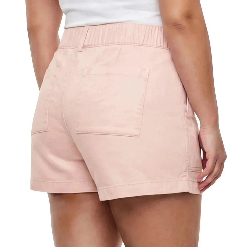 Gap Women's Patch Pockets Elastic Waist Twill Shorts, Pink, Size Medium, New